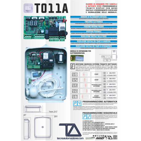 KIT CENTRALE X CANCELLI A BATTENTE T011A