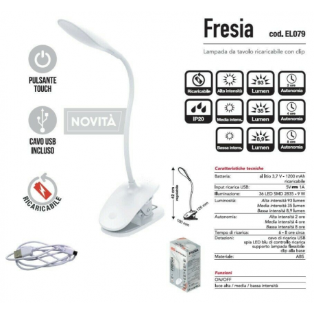 LAMPADA DA TAVOLO A PINZA CFG FRESIA 9W