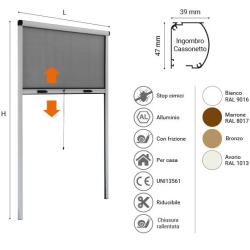 ZANZARIERA A RULLO FLASH 100X160 BRONZO