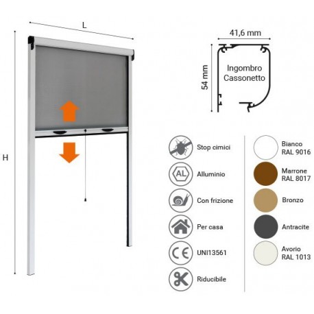 ZANZARIERA A RULLO SPECIAL 120X160 MARRO