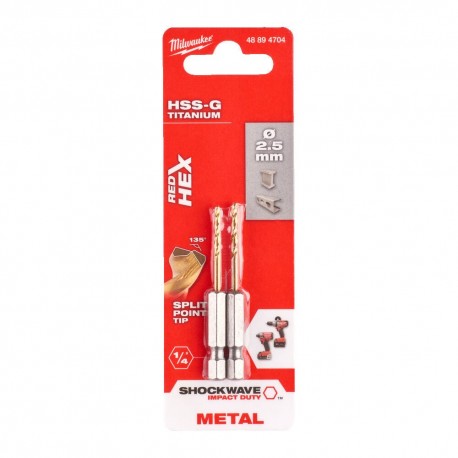 PUNTE HSS ATT.1/4" mm. 2,5 X 62 PZ.2